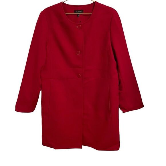 Talbots Red Wool Blend Scoop Neck Button Down Coat Size 20 NWOT - Picture 1 of 7
